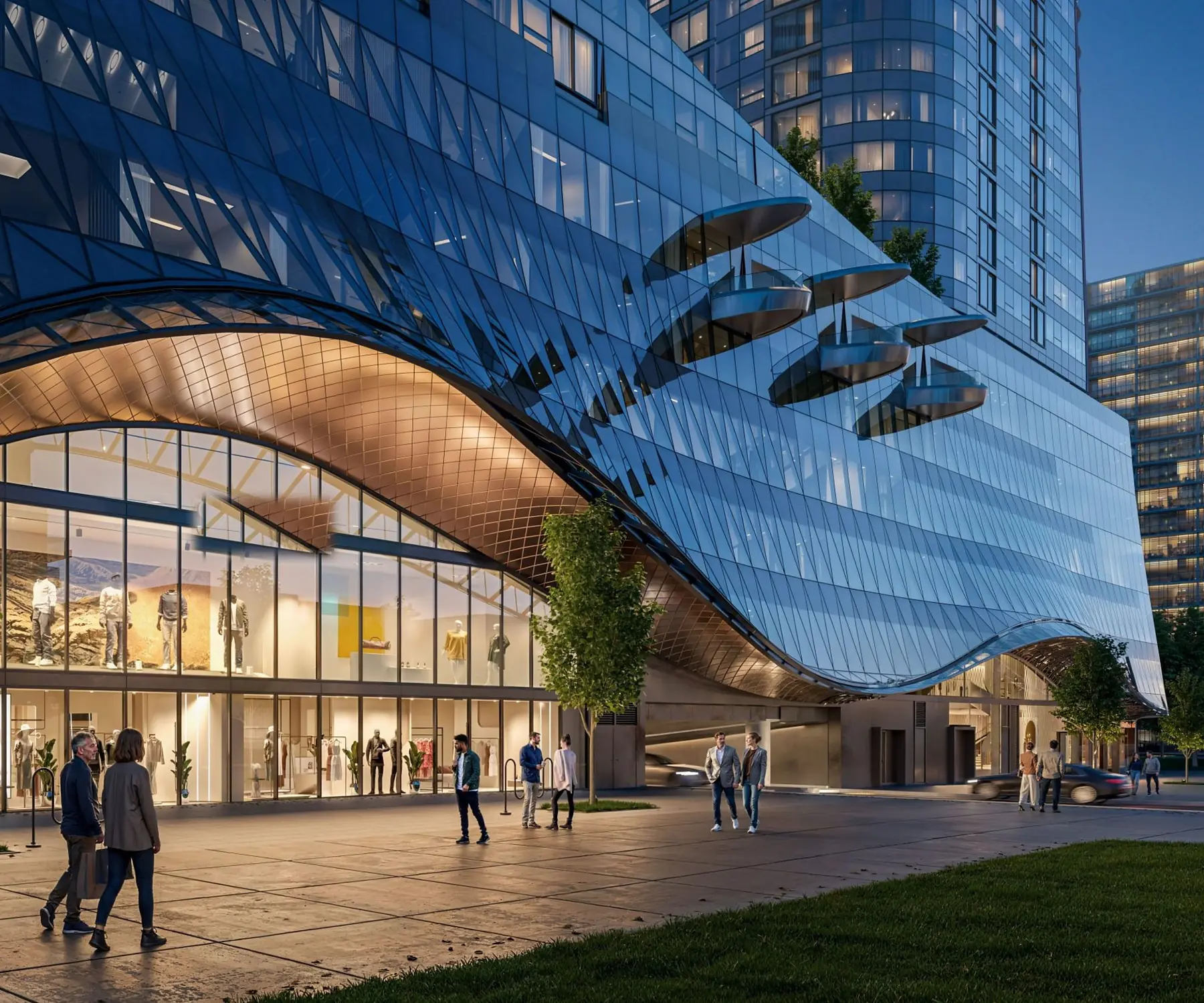 Curtain-wall glazing at the Oakridge development, Vancouver
