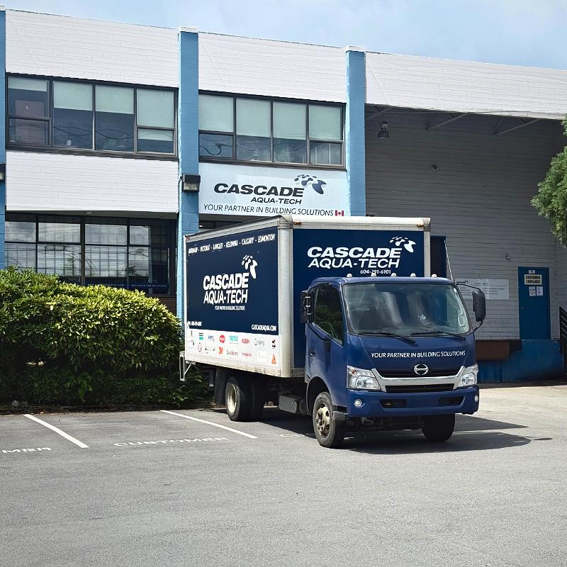 Fully stocked Cascade Aqua-Tech warehouse aisle