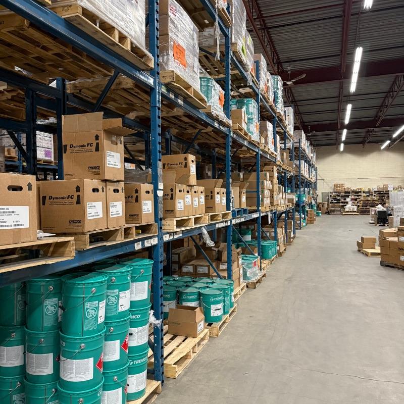 Sealant and waterproofing stock in the Cascade Aqua-Tech warehouse